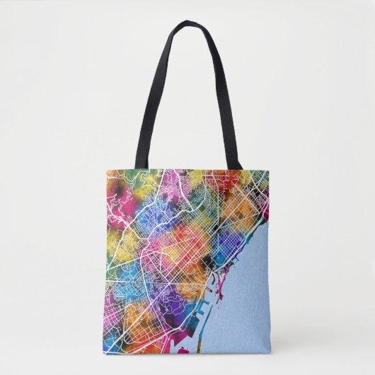 Barcelona Spanje - Stadskaart Tote Bag (Voorkant)