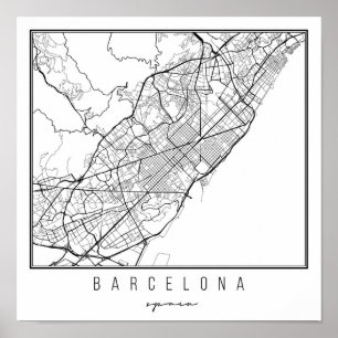 Barcelona Spanje Street Map Poster