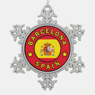 Barcelona Spanje Tin Sneeuwvlok Ornament