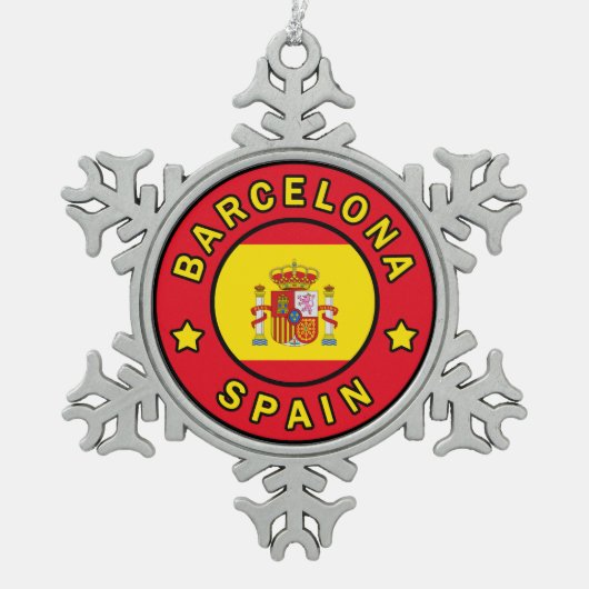 Barcelona Spanje Tin Sneeuwvlok Ornament (Voorkant)