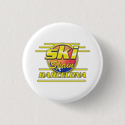 Barcelona Spanje tot Ski logo Ronde Button 3,2 Cm (Voorkant)
