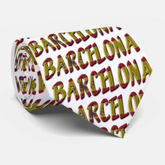 Barcelona Spanje - Typografie van de vlag Stropdas (Opgerold)