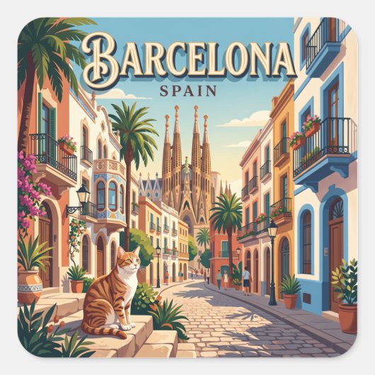 Barcelona, Spanje Vierkante Sticker (Voorkant)