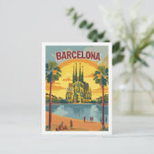 Barcelona Spanje Vintage Beroemde Reisplaats Briefkaart (Staand voorkant)