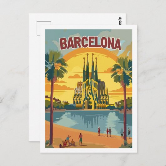 Barcelona Spanje Vintage Beroemde Reisplaats Briefkaart (Voorkant / Achterkant)
