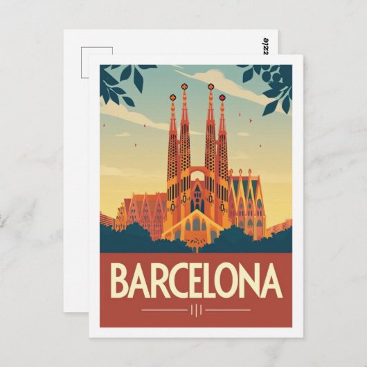 Barcelona Spanje Vintage Beroemde Reisplaats Briefkaart (Voorkant / Achterkant)