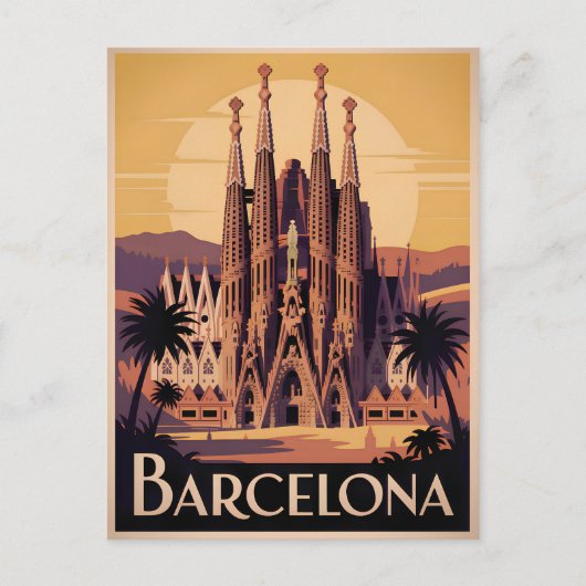 Barcelona Spanje vintage Briefkaart (Voorkant)