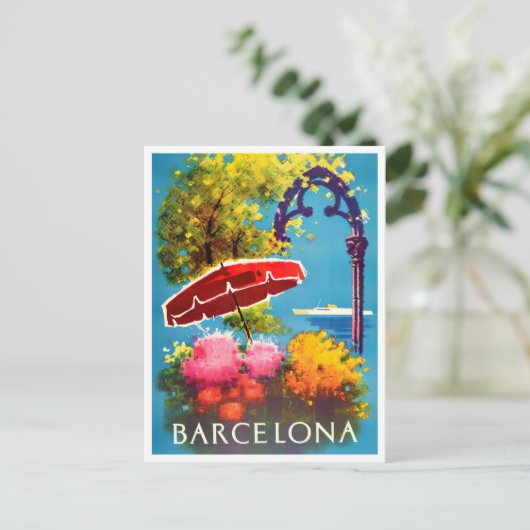 Barcelona Spanje vintage Briefkaart (Staand voorkant)