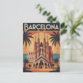 Barcelona Spanje vintage Briefkaart (Staand voorkant)