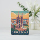Barcelona Spanje vintage Briefkaart (Staand voorkant)