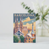 Barcelona Spanje vintage Feestdagenkaart (Staand voorkant)
