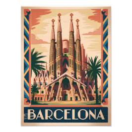Barcelona Spanje vintage Foto Afdruk