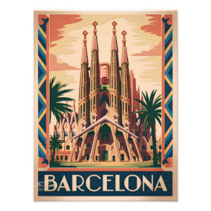 Barcelona Spanje vintage Foto Afdruk