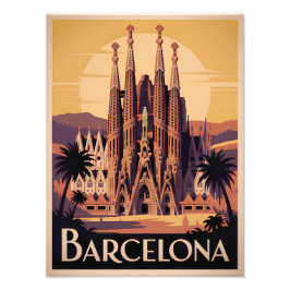 Barcelona Spanje vintage Foto Afdruk
