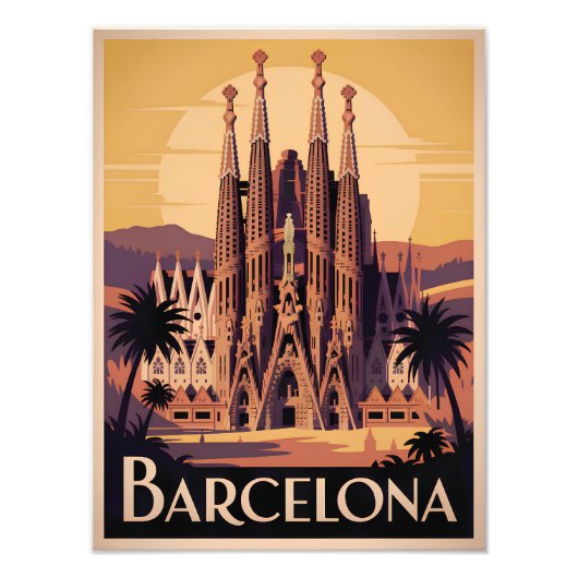 Barcelona Spanje vintage Foto Afdruk (Voorkant)