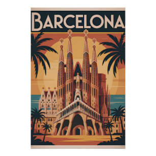 Barcelona Spanje vintage Perfect Poster