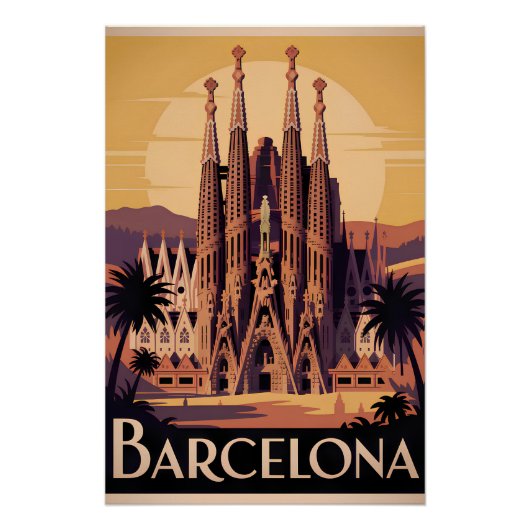 Barcelona Spanje vintage Perfect Poster (Voorkant)