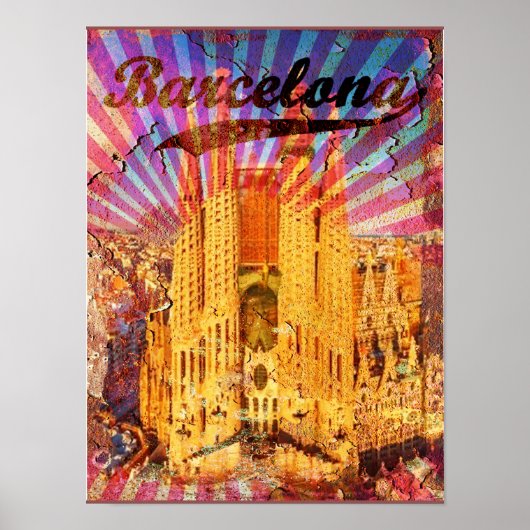 Barcelona, Spanje, Vintage poster (Voorkant)