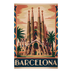 Barcelona Spanje vintage Poster