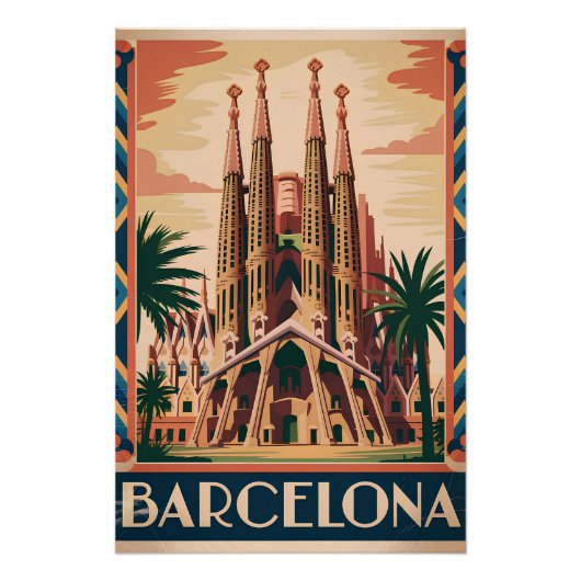 Barcelona Spanje vintage Poster (Voorkant)