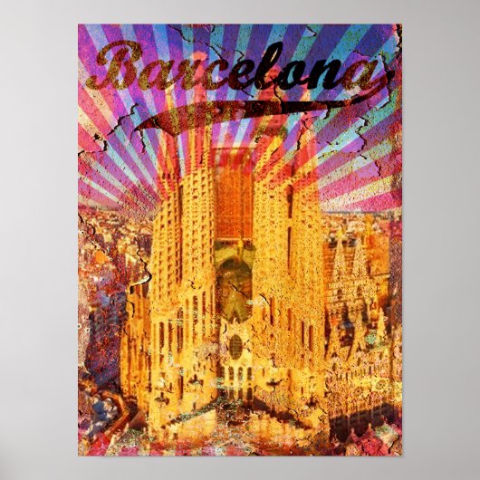 Barcelona, Spanje, Vintage poster (Voorkant)