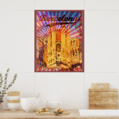 Barcelona, Spanje, Vintage poster (Keuken)