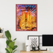 Barcelona, Spanje, Vintage poster (Thuiskantoor)