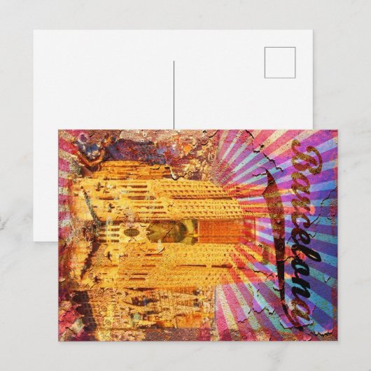 Barcelona, Spanje, Vintage poster Briefkaart (Voorkant / Achterkant)