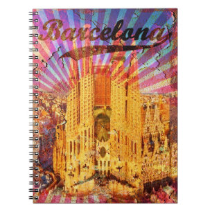 Barcelona, Spanje, Vintage poster Notitieboek