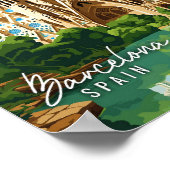 Barcelona Spanje vintage reisillustratie Poster (Hoek)