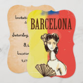 Barcelona Spanje vintage reisposter Kaart (Voorkant / Achterkant)