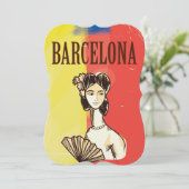 Barcelona Spanje vintage reisposter Kaart (Staand voorkant)