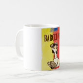 Barcelona Spanje vintage reisposter Koffiemok (Voorkant links)