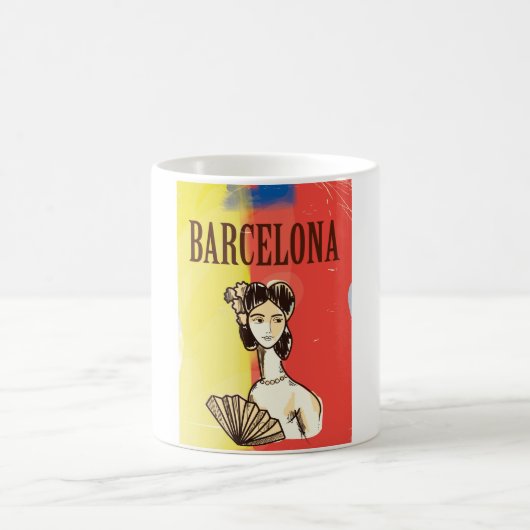 Barcelona Spanje vintage reisposter Koffiemok (Center)