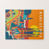 Barcelona Spanje Vintage Reisspel Legpuzzel (Horizontaal)