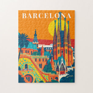 Barcelona Spanje Vintage Reisspel Legpuzzel