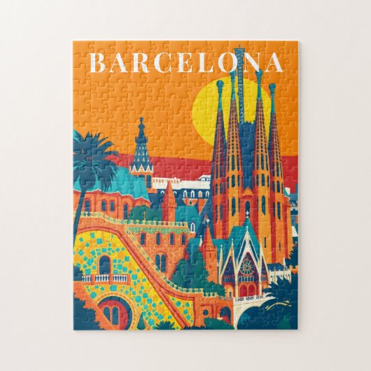 Barcelona Spanje Vintage Reisspel Legpuzzel (Verticaal)