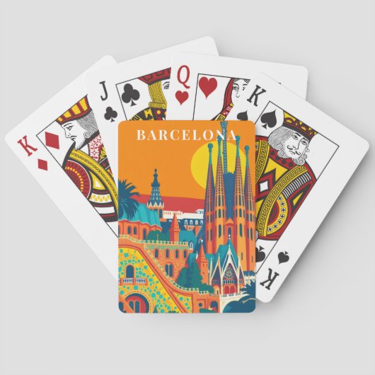 Barcelona Spanje Vintage Reizen Retro Pokerkaarten (Achterkant)