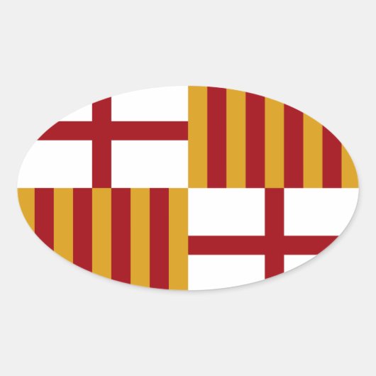 Barcelona (Spanje) Vlag Ovale Sticker (Voorkant)