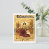 Barcelona, Spanje, vrouw die een brief schrijft,  Briefkaart (Staand voorkant)