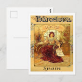 Barcelona, Spanje, vrouw die een brief schrijft,  Briefkaart (Voorkant / Achterkant)