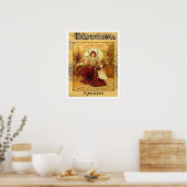 Barcelona, Spanje, vrouw schrijft een brief, vinta Poster (Keuken)