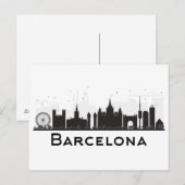 Barcelona, Spanje | Zwarte en witte veldlijn Briefkaart (Voorkant / Achterkant)