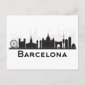 Barcelona, Spanje | Zwarte en witte veldlijn Briefkaart (Voorkant)