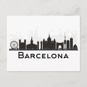Barcelona, Spanje Zwarte en witte veldlijn Briefkaart