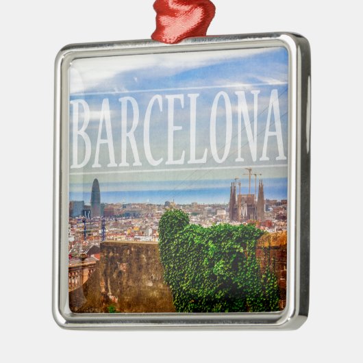 Barcelona-stad Metalen Ornament (Links)