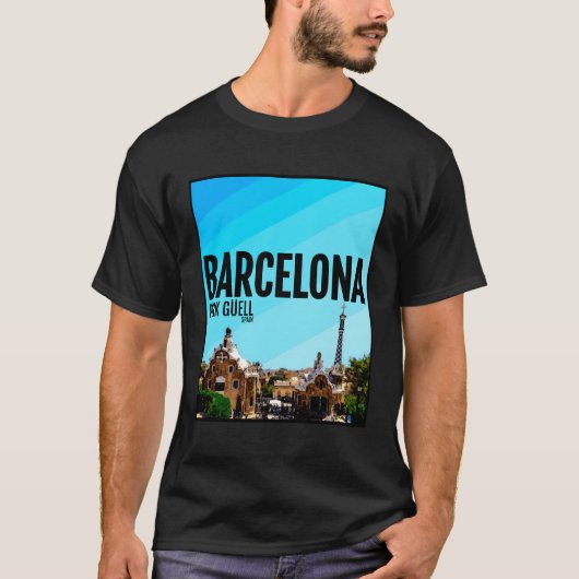 Barcelona Stad Spanje Park Guell Barca T-shirt (Voorkant)
