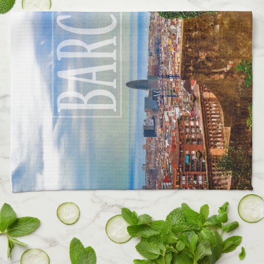 Barcelona-stad Theedoek (Gevouwen)