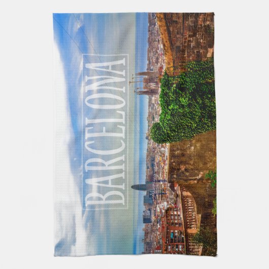 Barcelona-stad Theedoek (Verticaal)