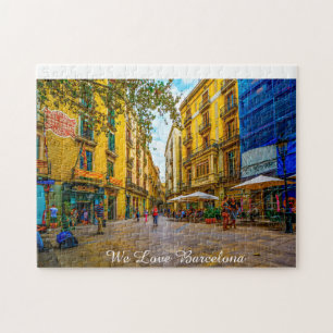 Barcelona Street Scene. Jigzaag Puzzle Legpuzzel